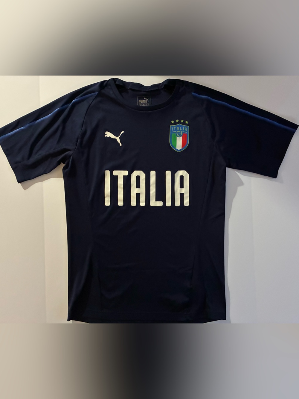 Puma Italia Navy and White Soccer Tee